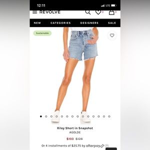 NWT Agolde Riley Short in Snapshot wash. Sold out on revolve.